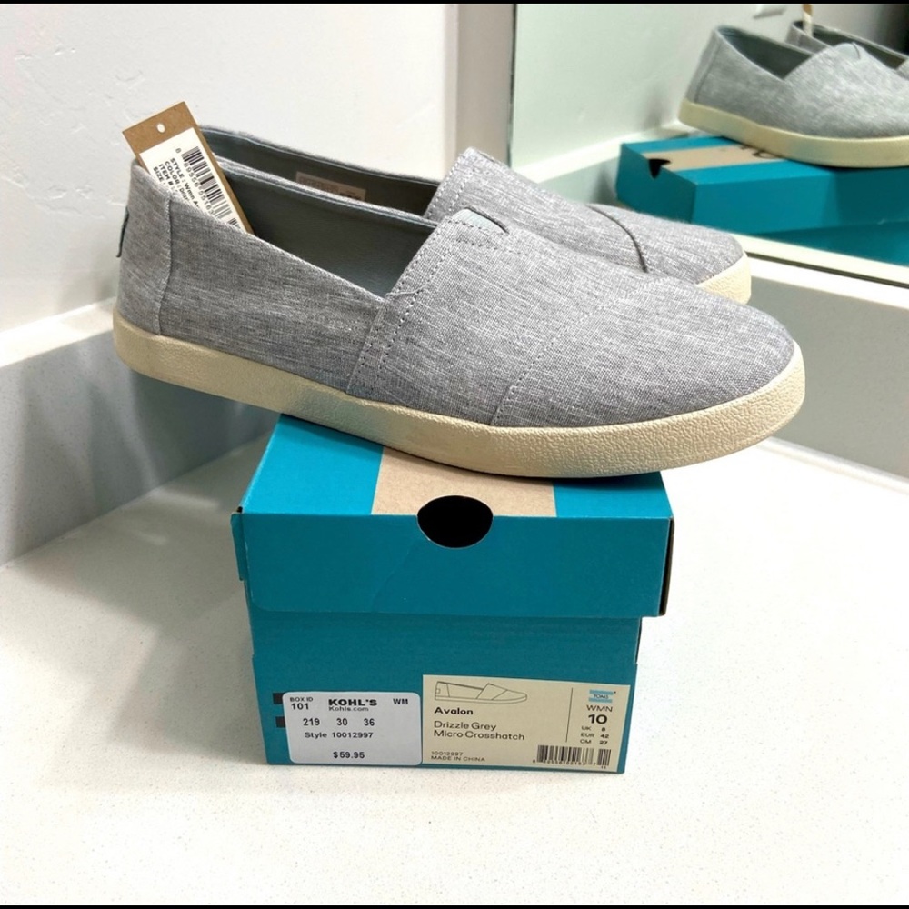 TOMS Avalon Gray Slip-on Shoes NWT